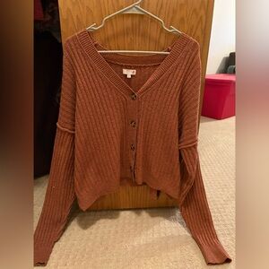 SO Orange Cropped Cardigan